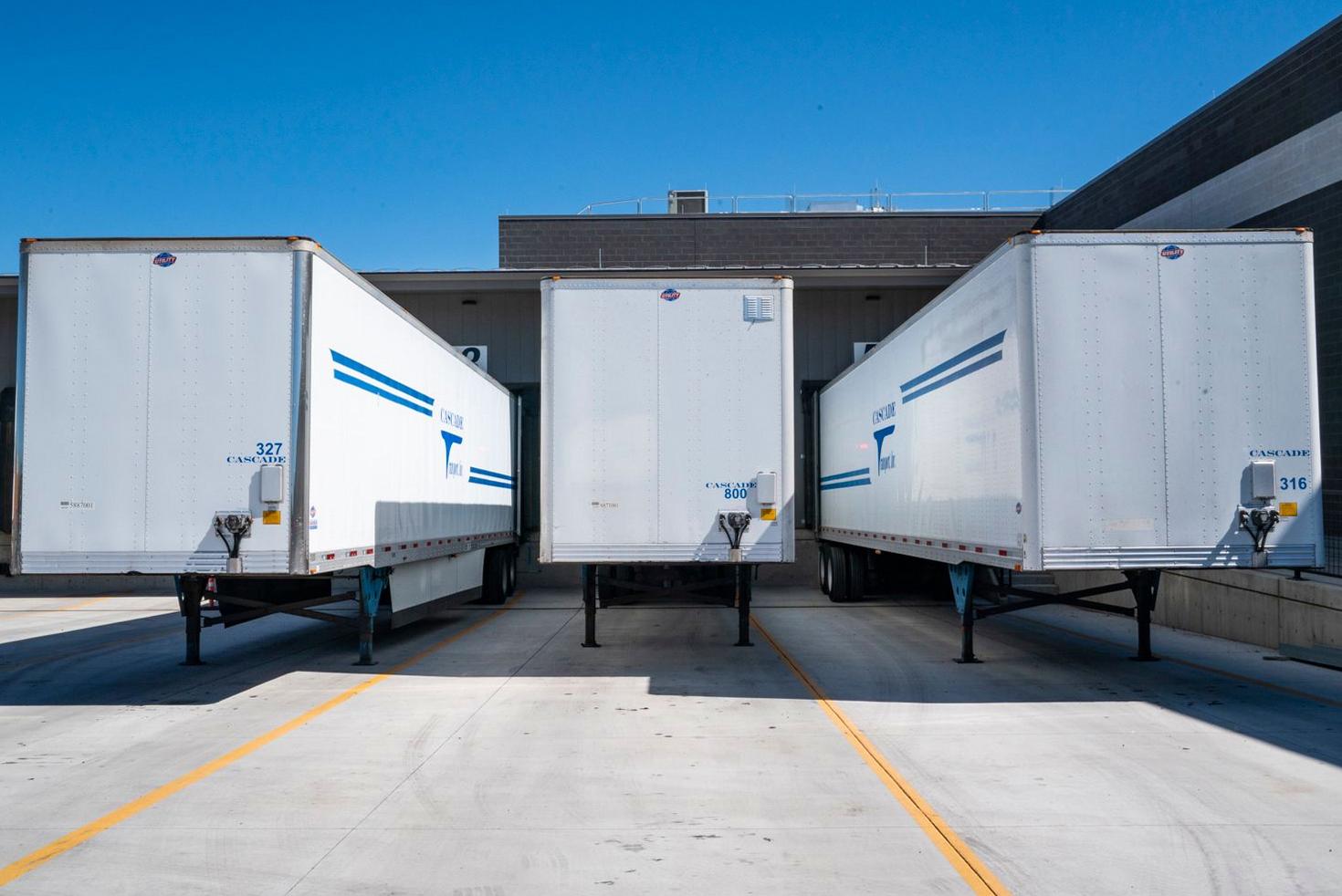 PrizeVoyage freight trailers at a Toronto loading dock